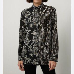 JOSEPH RIBKOFF mixed print button down shirt blouse women’s size 8 top